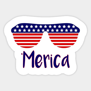 Merica american flag sunglasses 4th of july t-shirt Sticker